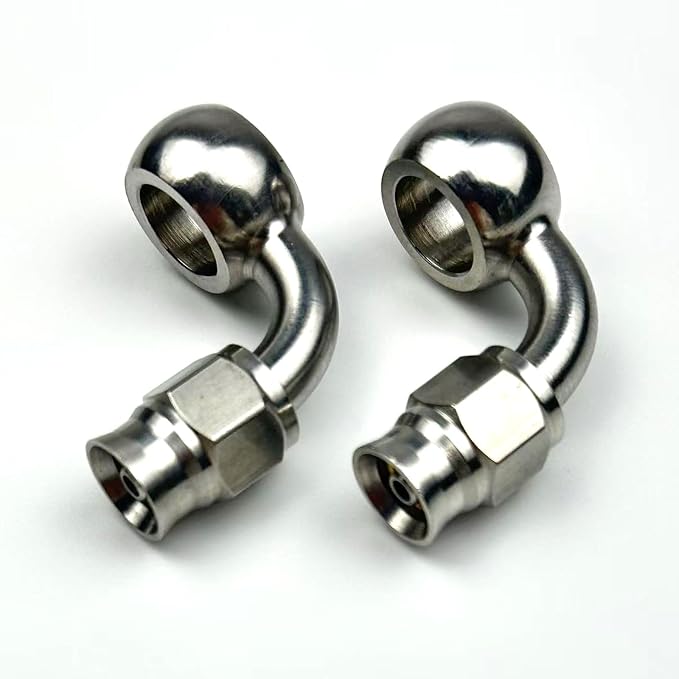 2pcs stainless steel 90 degrees female AN3-3 3AN to metric M10 10mm 0.4in banjo - Image 3