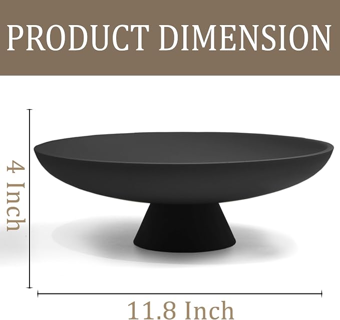 LIN CHUAN Large Decorative Bowl, Resin Pedestal Fruit Bowl, Matte Black | Ideal - Image 6