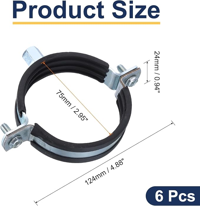 uxcell 6 Pcs Split Ring Pipe Hanger, 75mm/3inch Adjustable Pipe Bracket Clamp - Image 2