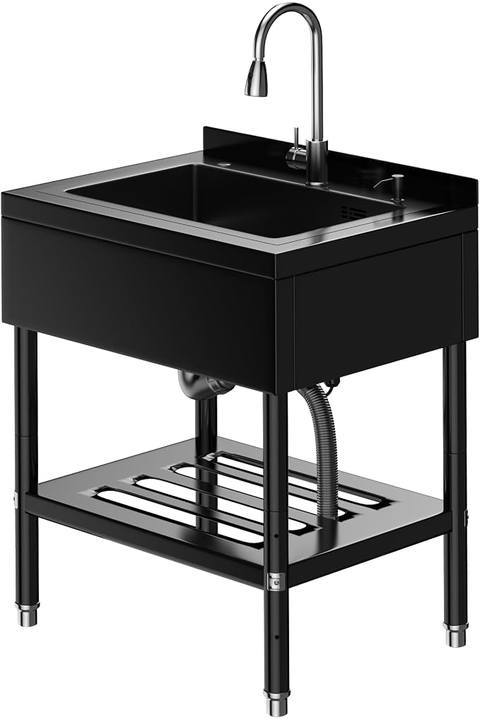 Stainless Steel Utility Sink, 25.7" × 20.7" × 39.5" Freestanding Laundry Tub by Unknown