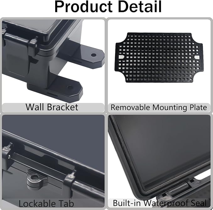 Junction Box, Hinged Black Cover IP67 Waterproof ABS Project Box - Image 4