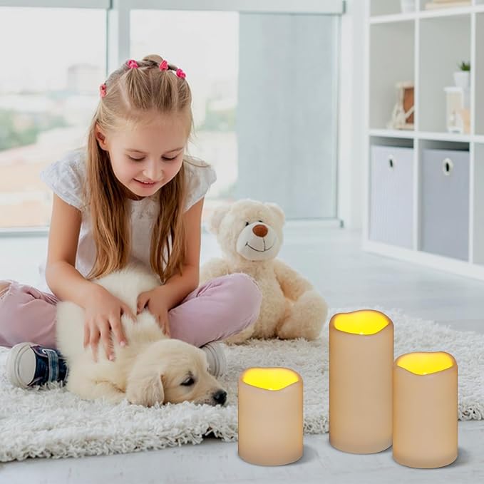 Flameless Candles 4" 5" 6" Outdoor Indoor Pillars Battery Operated Flickering - Image 3