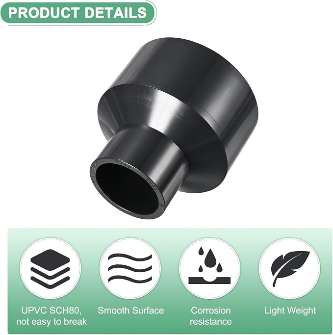 M METERXITY 1-Pack UPVC Reducer Pipe Fitting - Image 2