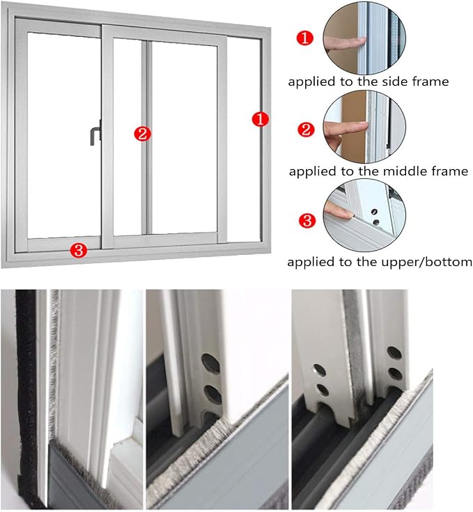 Weather Stripping Brush for Sliding Windows/Doors Frame Side, Pile Self - Image 6