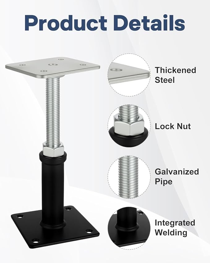 4 Pack House Jacks for Leveling, Screw Jack Adjustable Floor Jack Post | 6" to - Image 3