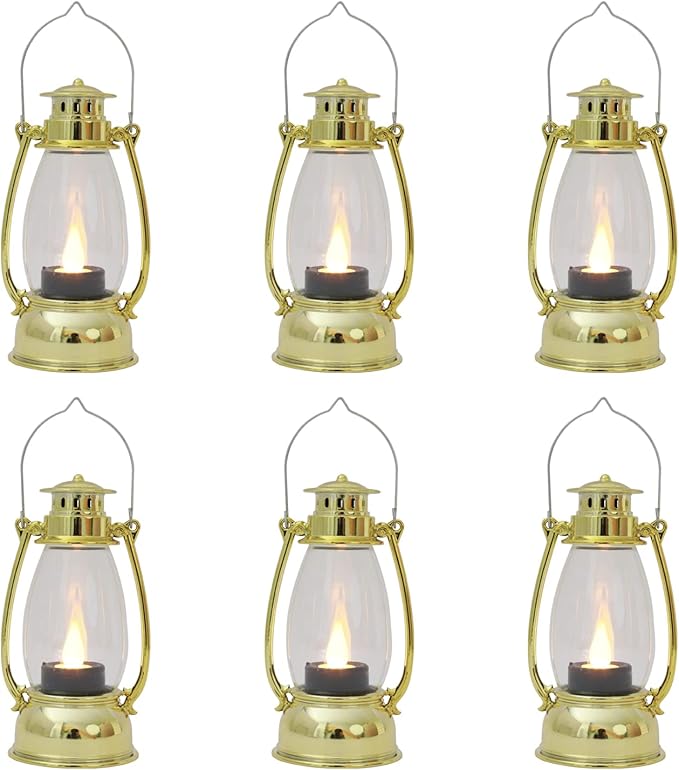 Mini Lanterns 6 Pcs LED Small Indoor Golden Decorative Outdoor Hanging Candle by ReperlaSpecialMiniSmallLanternDecoration