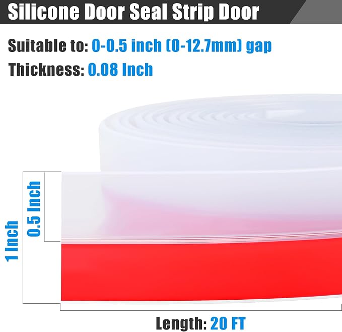 Draft Seal Tape for Doors and Windows 1 in x 20 Ft Silicone Weather Stripping - Image 2