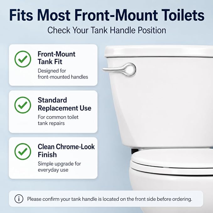 2 Pack Toilet Handle Replacement Kit, Front Mount Toilet Flush Handle - Image 2