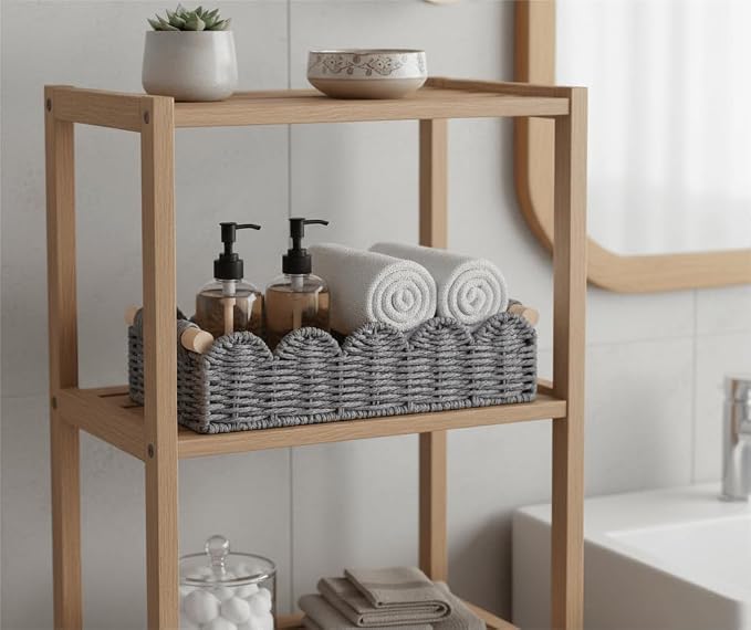 CubesLand Toilet Paper Storage Basket Organizer, Small Wicker Decor Basket | - Image 6