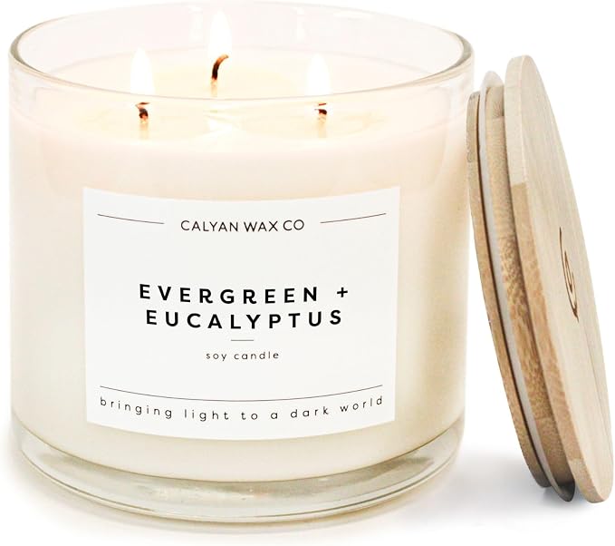 Evergreen & Eucalyptus 3 Wick Scented Candle by CalyanWaxCo