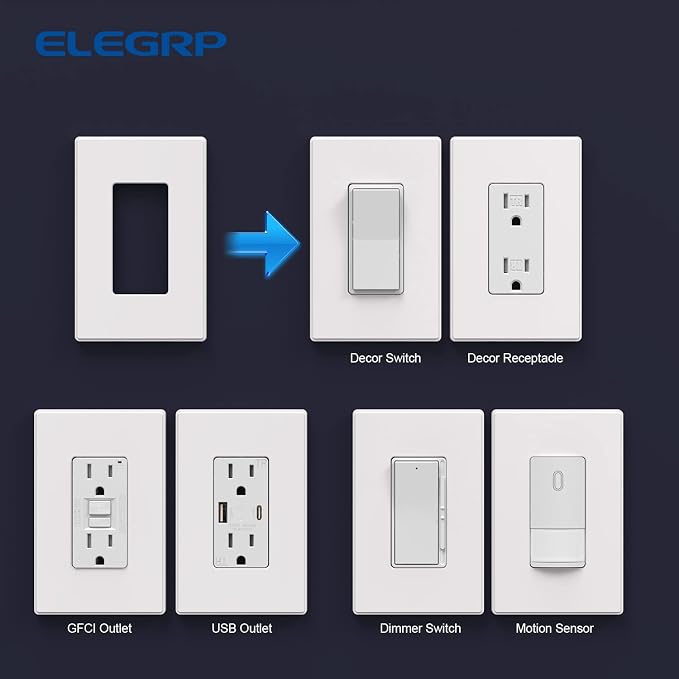 ELEGRP 1-Gang Screwless Decorative Wall Plates, Mid-Size Unbreakable - Image 4