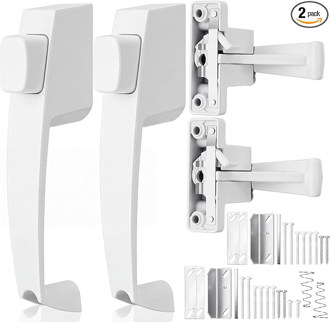 Novabright 2 Set Storm and Screen Door Handle Replacement Push Button Latch | by Unknown