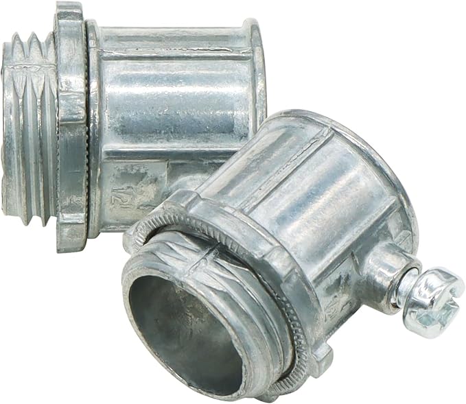 25 Pieces 1/2" EMT Connectors, Set Screw Type Zinc Die-Cast Conduit Fitting - Image 2