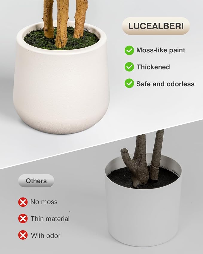 Artificial Fiddle Leaf Fig Tree in Modern White Planter, 5ft | Large Fake Tree - Image 5