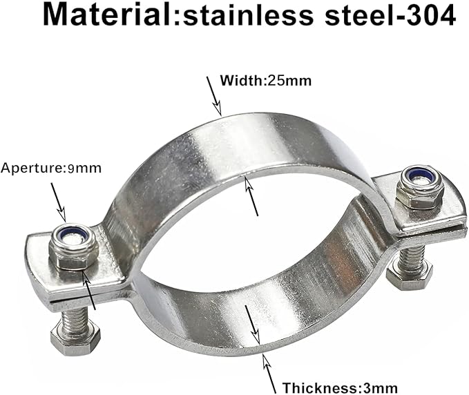 AKIHISA 2 Pack 4.25 Inch Heavy Duty Rigid Handleless Flat Pipe Bracket Clamp - Image 2