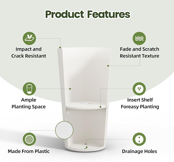 24" Tall Planters for Outdoor Plants Set of 2 - Image 4