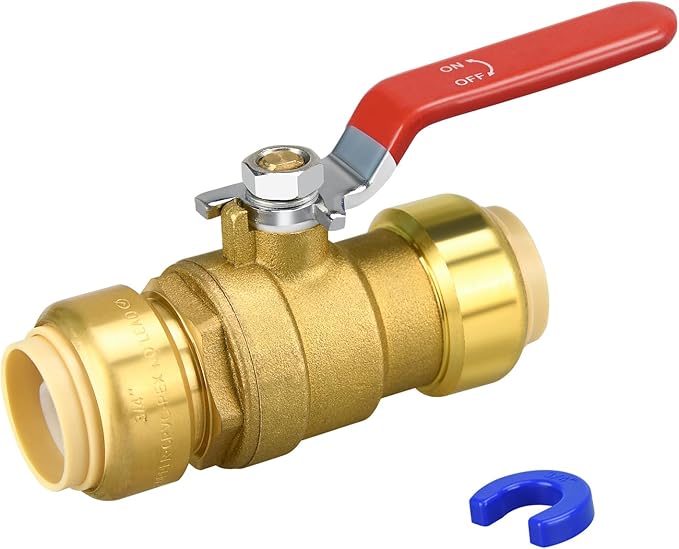3/4" Push Fit Ball Valve with Disconnect Clip, Push-Fit Shut Off Valve | by PXZBLG