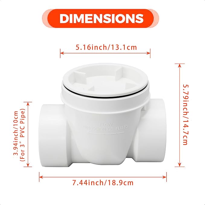 3 Inch Pvc Backwater Valve, Sewer Check Back Flow Preventer Drain Backflow - Image 2