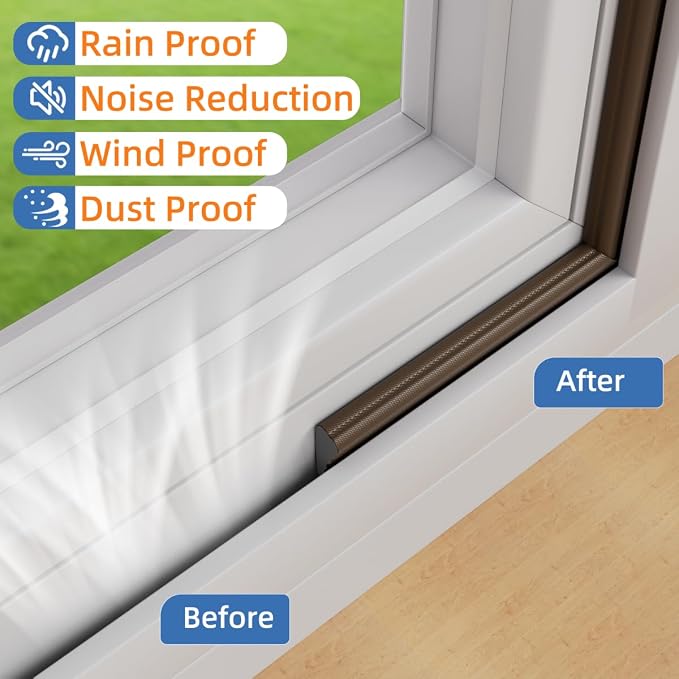 Wedge-Shape Window Weather Stripping Door Frame Seal 3Pcs×196” Brown | Upgrade - Image 6
