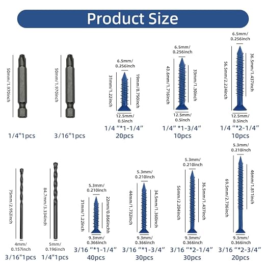 160Pcs 1-1/4" to 2-3/4" Concrete Screws - Image 2