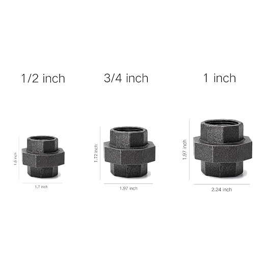 3/4" Union, 4 Pack 3/4" Female Malleable Cast Pipe Fitting Union - Image 4
