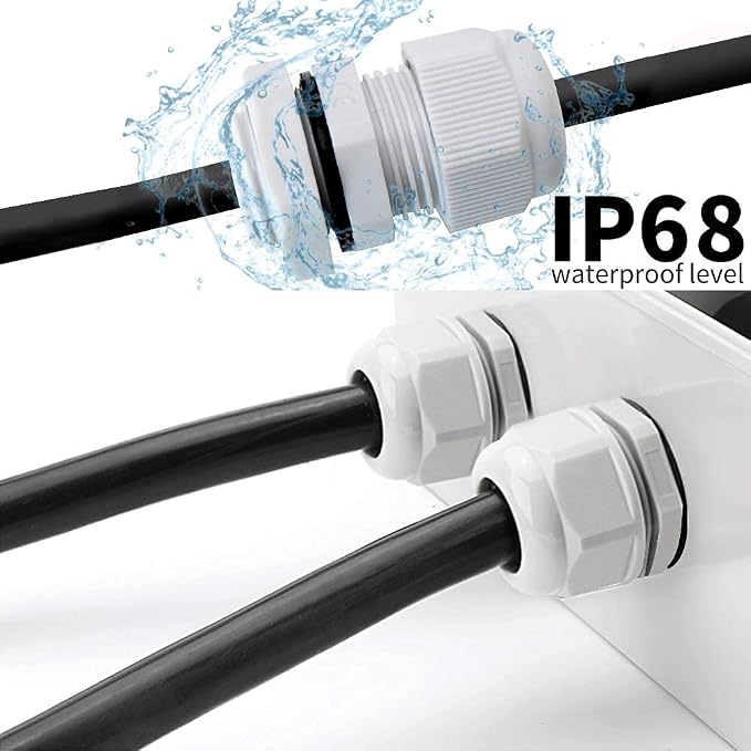 MAKERELE NPT 3/8” 12 Pack Grey Nylon Cable Glands Grey | IP68 Waterproof Strain - Image 3