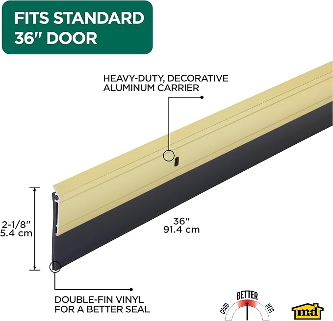 MD Building Door Sweep, Screw-On Aluminum and Vinyl | Blocks Drafts Moisture - Image 2