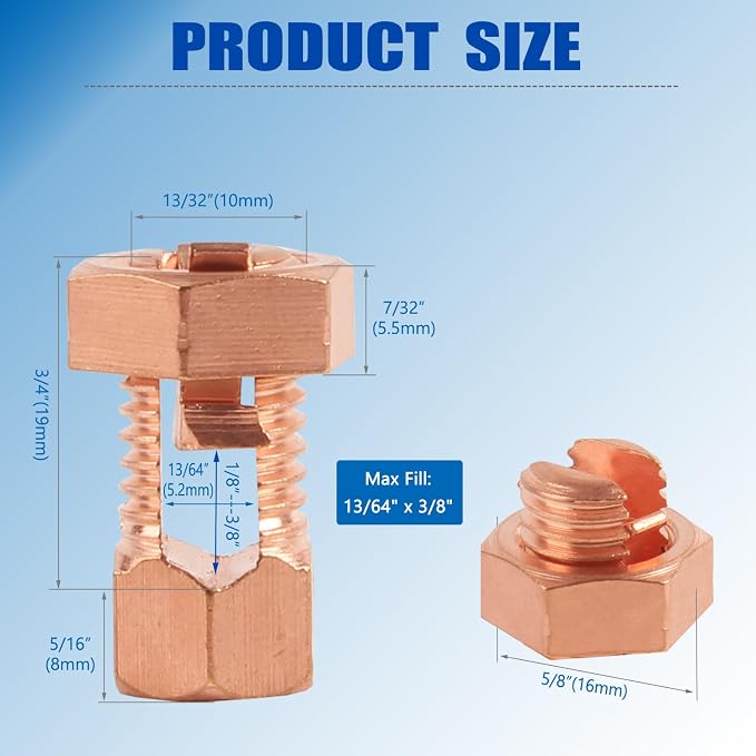 Split Bolt Connectors 16-Pack, Copper Grounding Clamps - Image 2