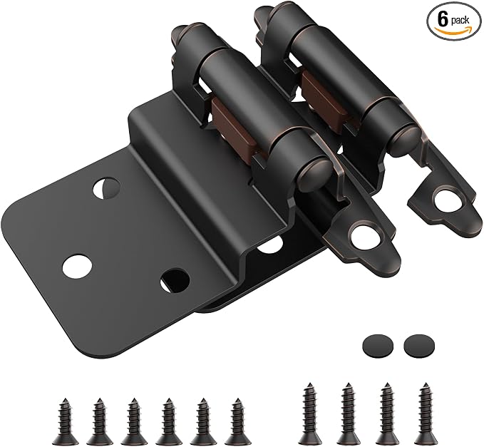 3/8 Inch Inset Cabinet Hinges, 3 Pairs Self Closing Flush Face Mount Hinges by CHIBERY-US