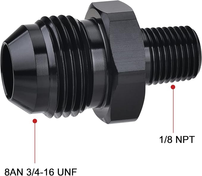 EVIL ENERGY 8AN Male Flare to 1/8" NPT Pipe Fitting Adapter Aluminum Straight - Image 2