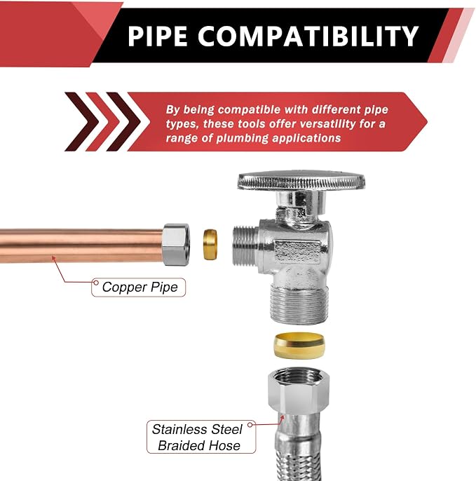 20PCS EFIELD Angle Stop Valve 1/2" Nominal Compression x 3/8" OD | 1/4 Turn - Image 4