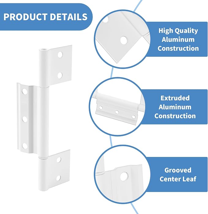 3Pack Storm Door Hinge Replacement, 1/8 inch Grooved Center | Screen Door Hinge - Image 3