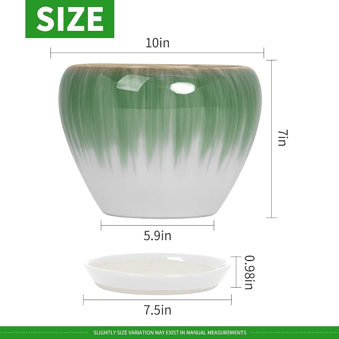 Deep Dream 10 Inch Plant Pot- Ceramic Planter Pot Round Plant Pots - Image 2