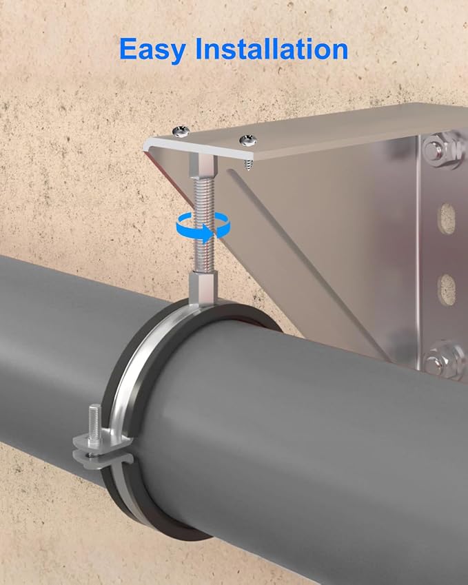 2 Pcs 6 Inch Adjustable Pipe Bracket | Heavy Duty Round Pipe Support Bracket - Image 5