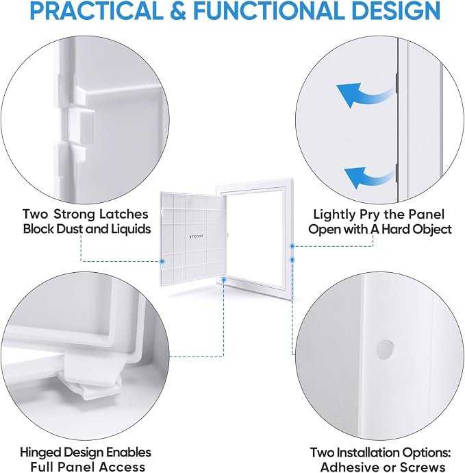 TICONN Access Panel for Drywall, 10 x 10 Inch ABS Plastic Wall Hole Cover - Image 3