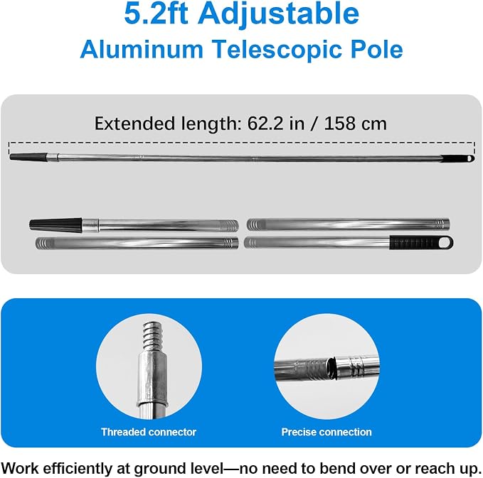 Self Leveling Cement Tool Kit, 20-inch Spiked Roller, 32-62" Extension Pole | - Image 4