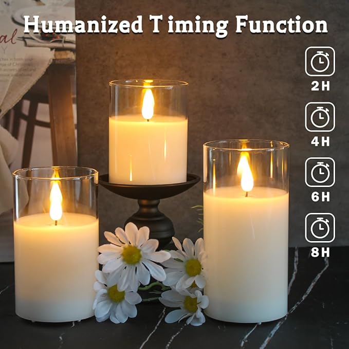 Glass Rechargeable LED Realistic Flickering Flameless Candles | Fake Flame - Image 2