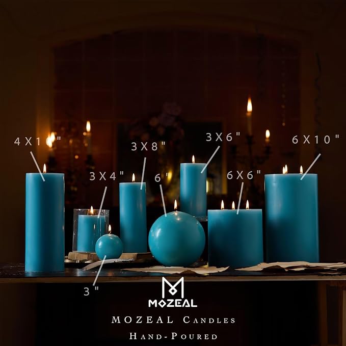 MOZEAL 3" x 4" Hand-Poured Unscented Candle, Dripless Pillar Candle Set of 3 - Image 3