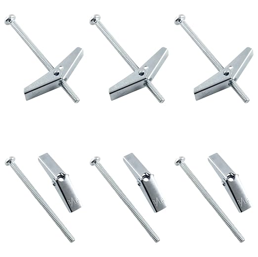 3/16 x 3 Inch Round Head Toggle Bolt and Wing Nut, Wall Anchor Bolts, Molly by Jersvimc