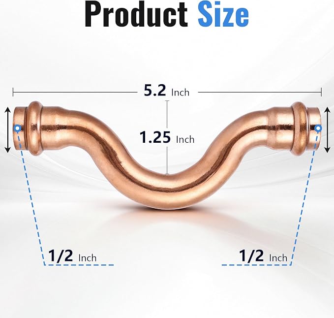 1/2" Copper Press Cross-Over Fitting – Offset Copper Press Connector - Image 2