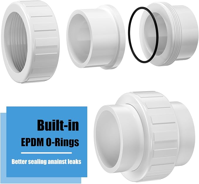 2PCS 2" PVC Union Coupling, Furniture Grade PVC Union - Image 3