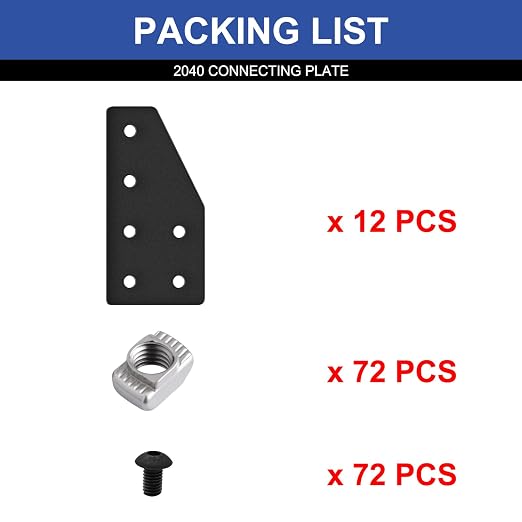 12pcs 2040 Joint Plate Connector Corner L Bracket 6-Hole Black | 2040 V Slot - Image 3