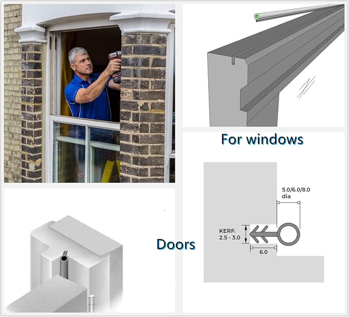 Bubble Kerf Mount Window Weatherstrip Seal 1/4" Bulb, Stiff Kerf Easily Applied - Image 6
