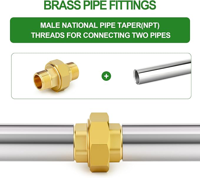 1PCS Brass Union，3/4" NPT Male x 3/4" NPT Male Brass Pipe Fitting - Image 5