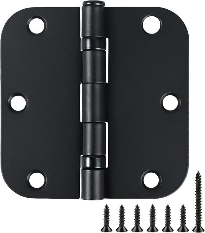 TDCHINGES Rounded Matte Black Door Hinges 3.5" 5/8"Radius Lasting No Squeak | 1 by TDCHINGES