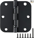 TDCHINGES Rounded Matte Black Door Hinges 3.5 Inch 5/8" Lasting No Squeak | 18 by TDCHINGES