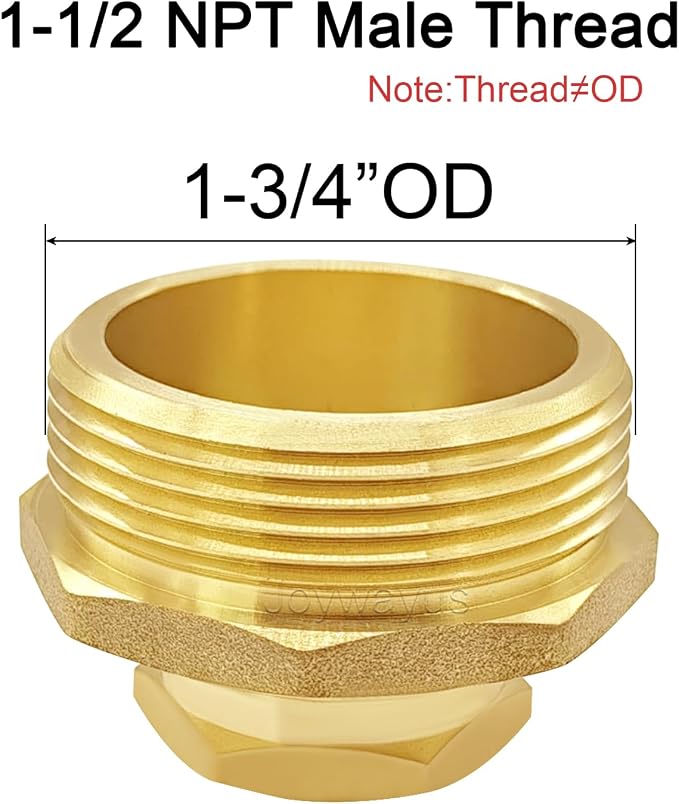 Joywayus Brass Swivel Pipe Fitting 3/4" GHT Female x 1-1/2"NPT Male | Garden - Image 2