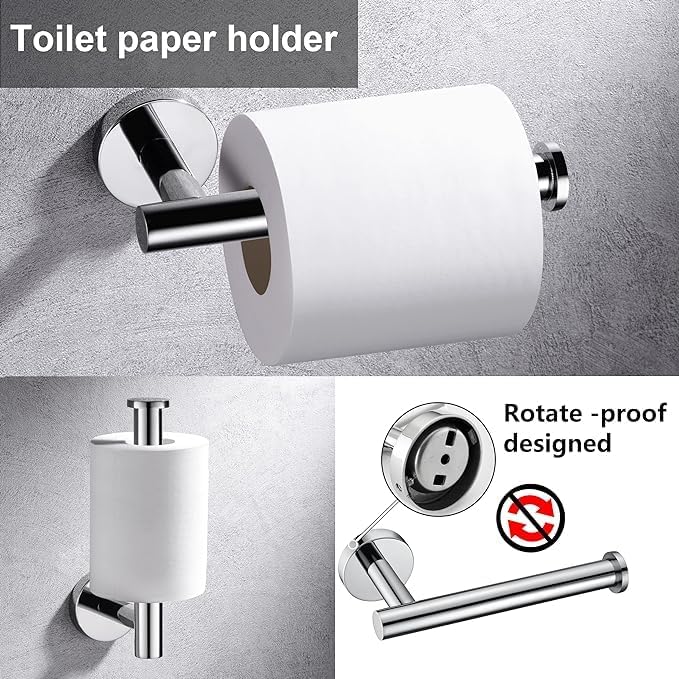 12 Pieces Polished Chrome Bathroom Hardware Accessories Set Hand Towel Ring - Image 4
