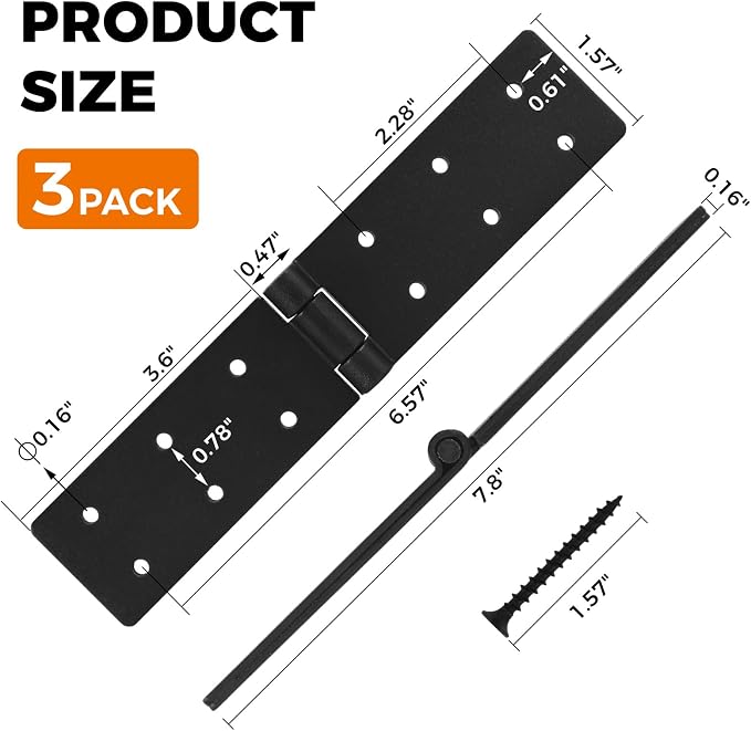 Fence Hinges for Outdoor Wood Gates Heavy Duty, 270°Solid Folding Butt Hinges - Image 4