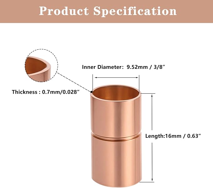 Straight Copper Coupling Fittings, 3/8 Inch Copper Pipe Welding Joint Connector - Image 2